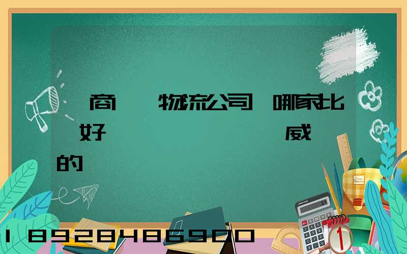 電商倉儲物流公司,哪家比較好一點、權威一點的